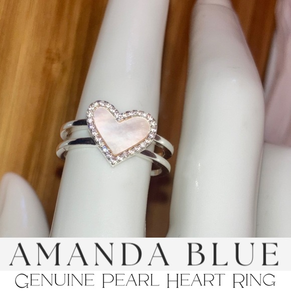 Amanda Blu Genuine Mother Of Pearl Heart Ring - Picture 4 of 5